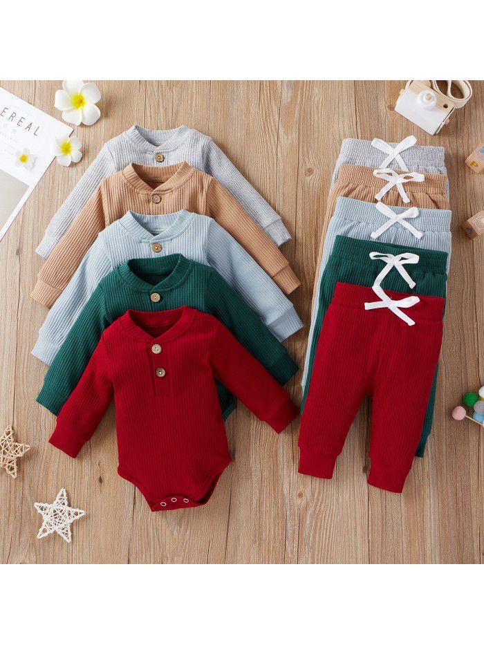 Children's autumn and winter children's clothing, boys and girls' long sleeved jumpsuit, pants bottoming suit 