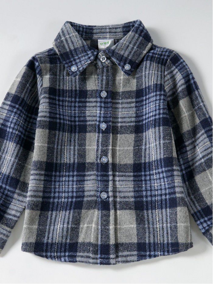 Boys' plaid shirt outerwear knitted T-shirt corduroy pants 3-piece set for children 