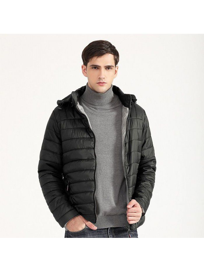 Cotton jacket men's new hooded men's lightweight cotton jacket short youth cotton jacket jacket