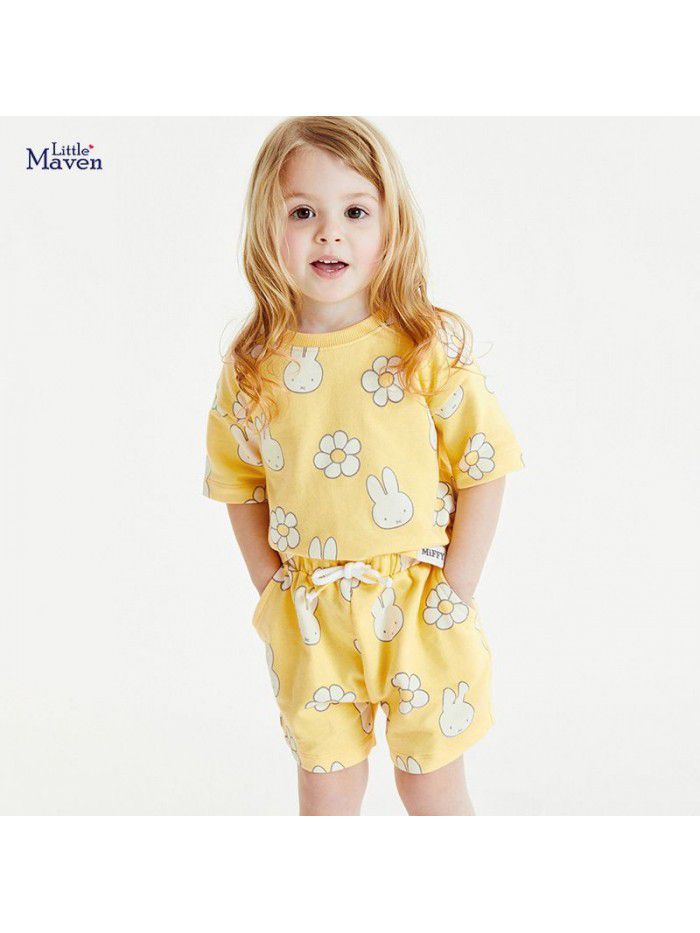 Children's Set Summer New Short Sleeve Children's Set Pure Cotton Girls' Set 