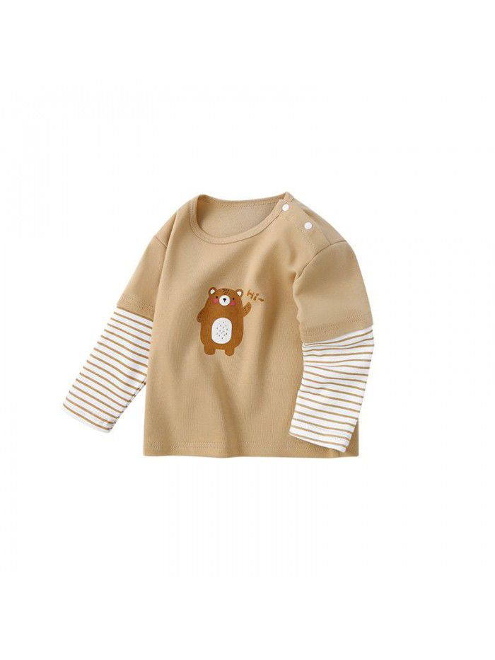 Spring and Autumn Children's Long Sleeve T-shirt All Cotton Baby Top Baby Clothing Bottom Shirt Baby Clothing Children's Clothing 