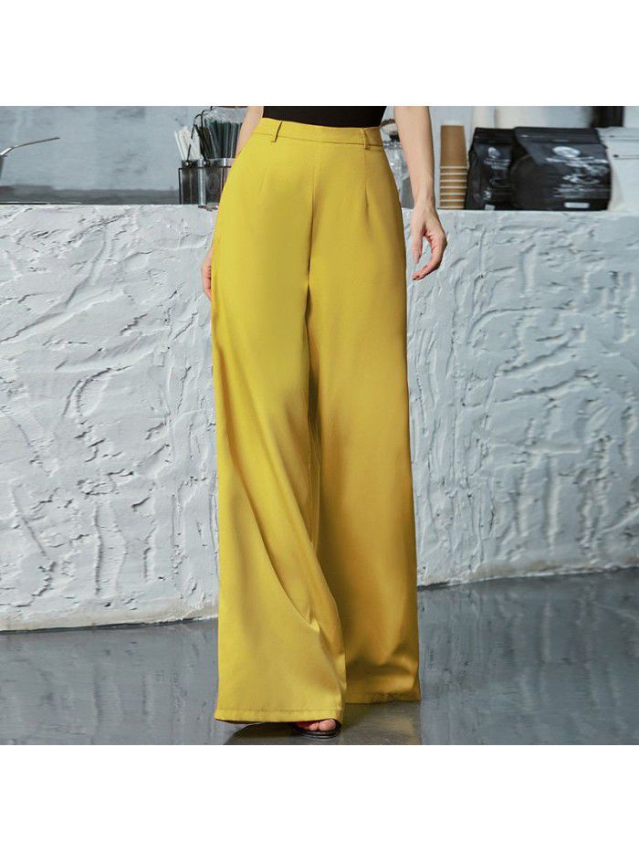 Solid color wide leg pants with a cool and sweet style for women 