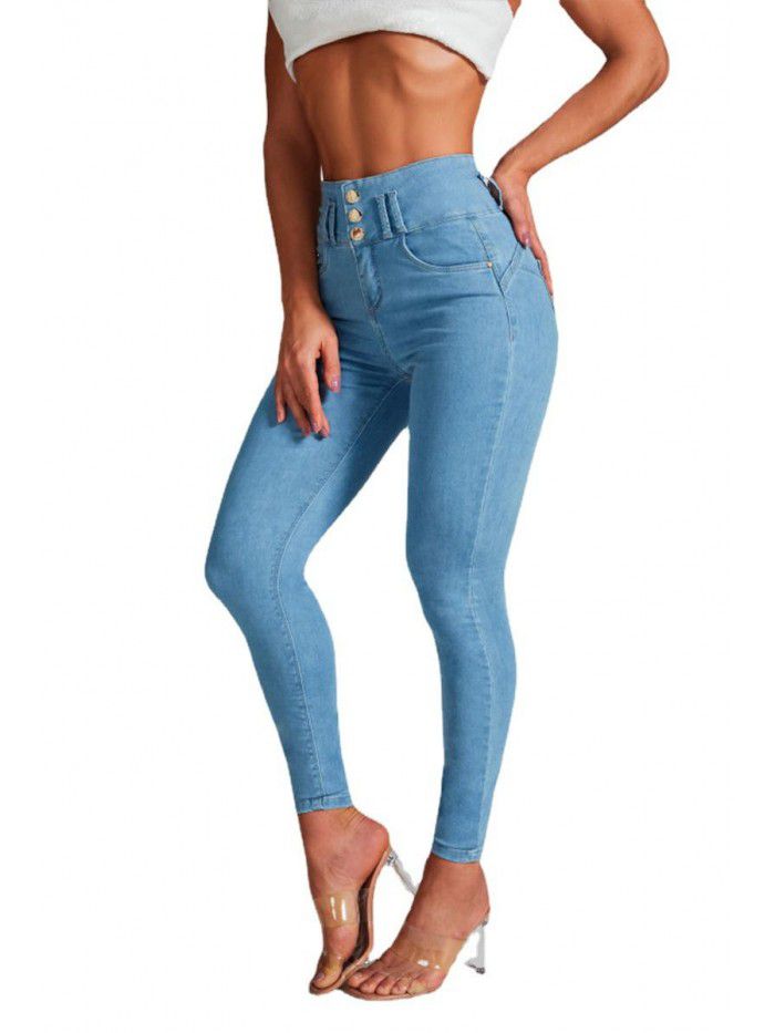 Women's High Waist Tight Elastic Shaped Hip Lift Jeans womenjeans 