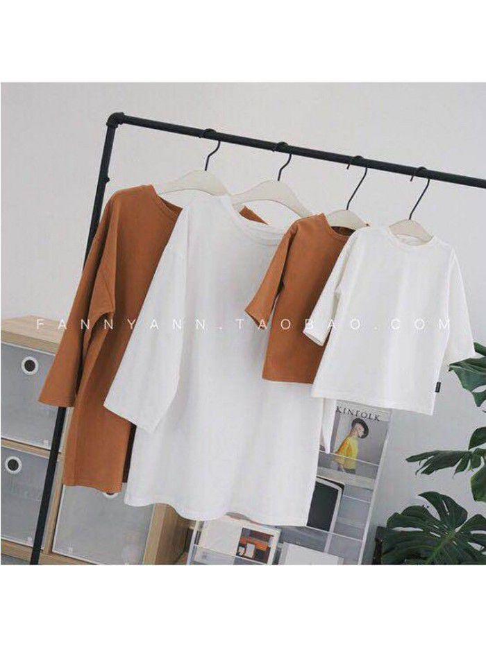 Spring and summer children's clothing, parent-child clothing, baby mid sleeved T-shirt, minimalist mother and child top, medium length style 