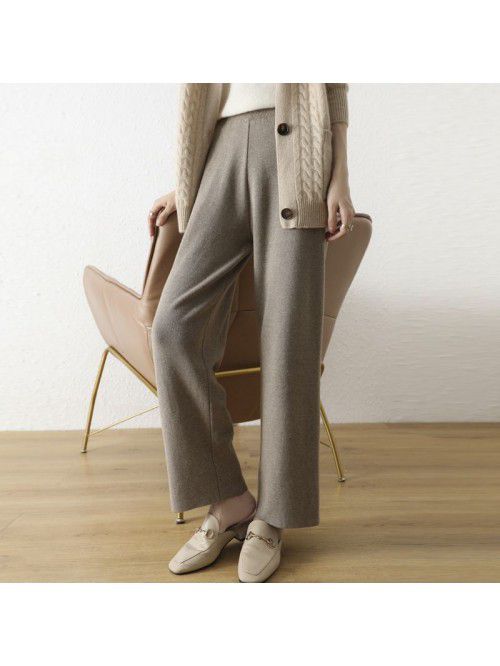 Autumn and Winter New Knitted Wide Leg Pants Women...