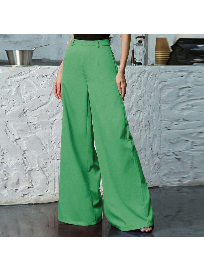 Solid color wide leg pants with a cool and sweet style for women 