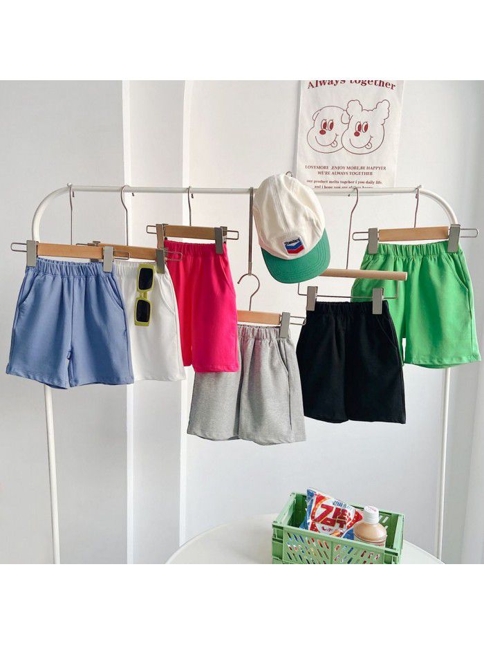 Girls' shorts, summer clothing, children's white sports pants, versatile, fashionable casual pants for boys, and a trend of five point pants 