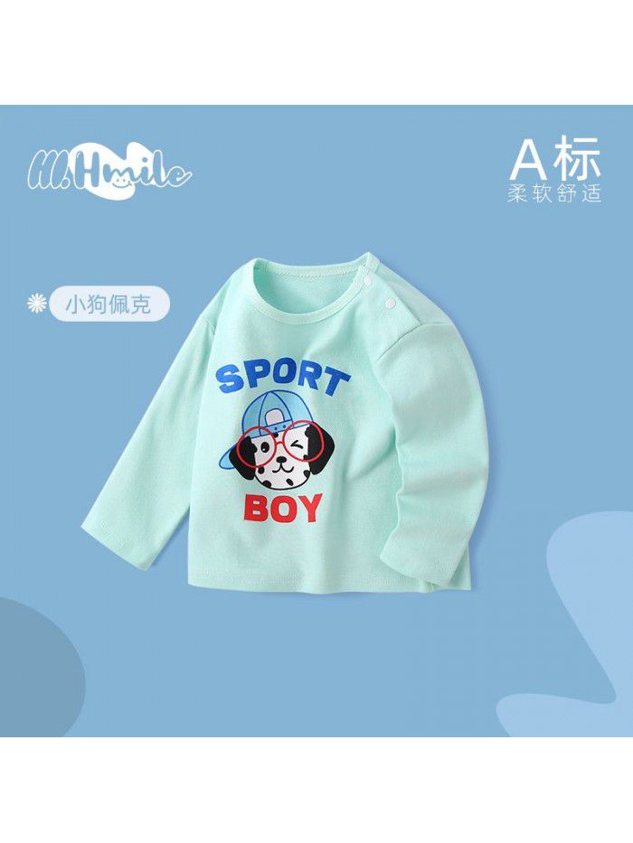 Spring and Autumn Children's Long Sleeve T-shirt All Cotton Baby Top Baby Clothing Bottom Shirt Baby Clothing Children's Clothing 