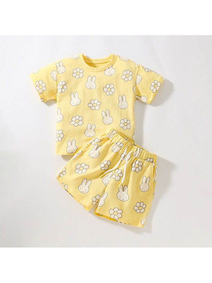 Children's Set Summer New Short Sleeve Children's Set Pure Cotton Girls' Set 