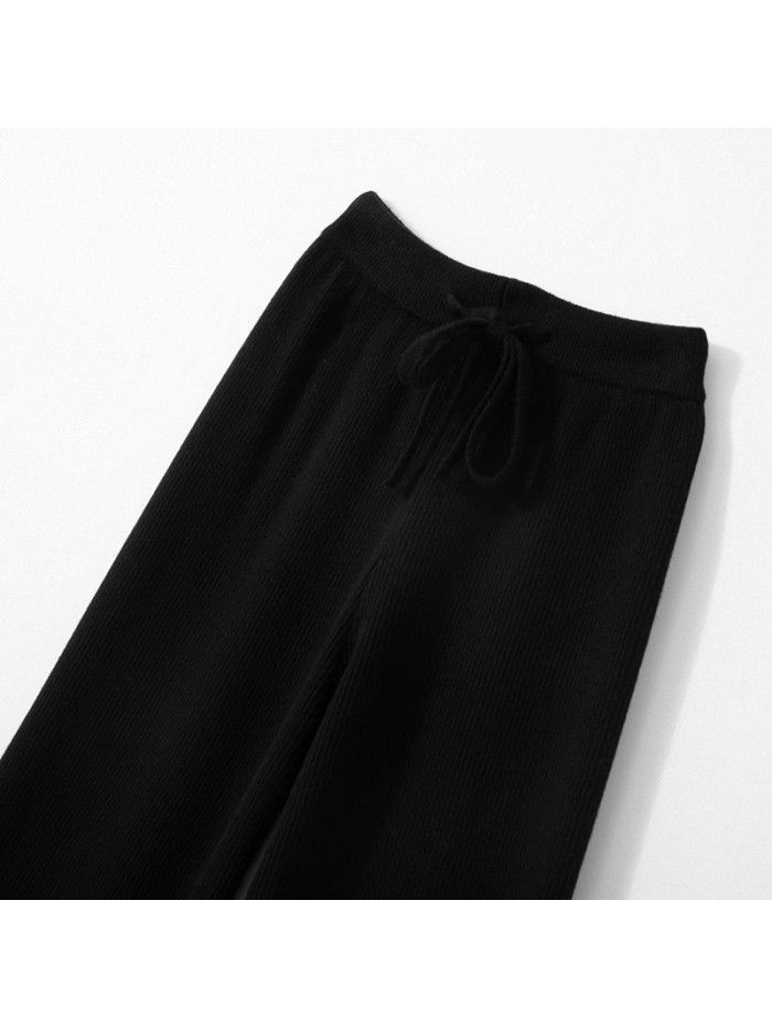 Thickened Wide Leg Pants Women's New Fine Anti Wool Casual Pants Floor Sweeping Pants Women's High Waist Drop Straight Pants 