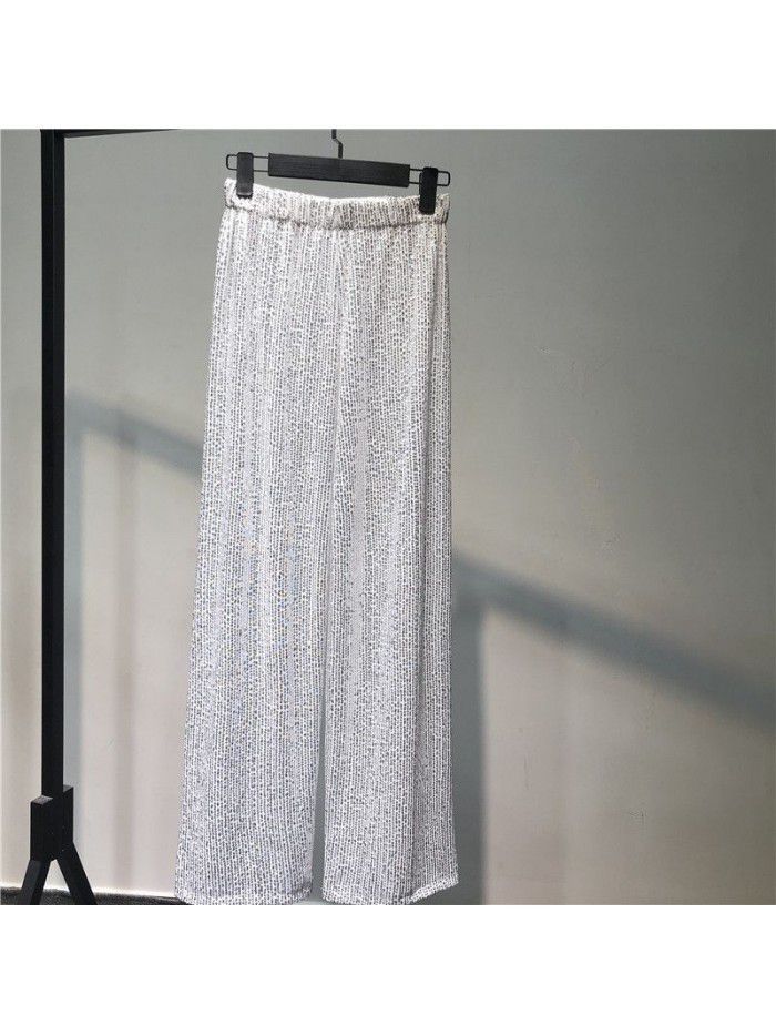 Sequins Wide Leg Pants Loose High Waist Drop Casual Pants Suit Pants Elastic Waist Pants Kids Large 