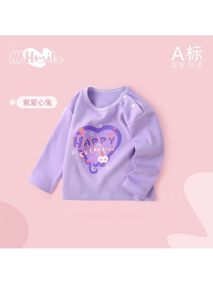 Spring and Autumn Children's Long Sleeve T-shirt All Cotton Baby Top Baby Clothing Bottom Shirt Baby Clothing Children's Clothing 