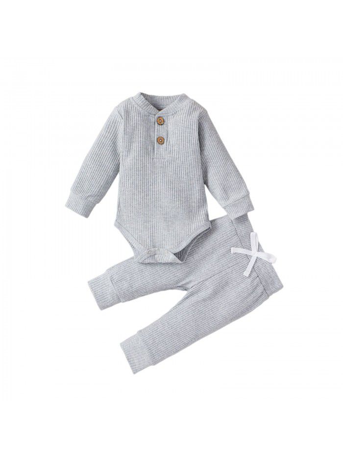 Children's autumn and winter children's clothing, boys and girls' long sleeved jumpsuit, pants bottoming suit 