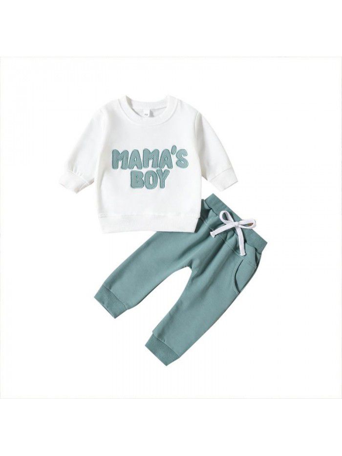 Children's Sweater Set Cotton Boys' Long sleeved Baby Spring and Autumn Children's Wear Pants and Clothes Two Piece Set 