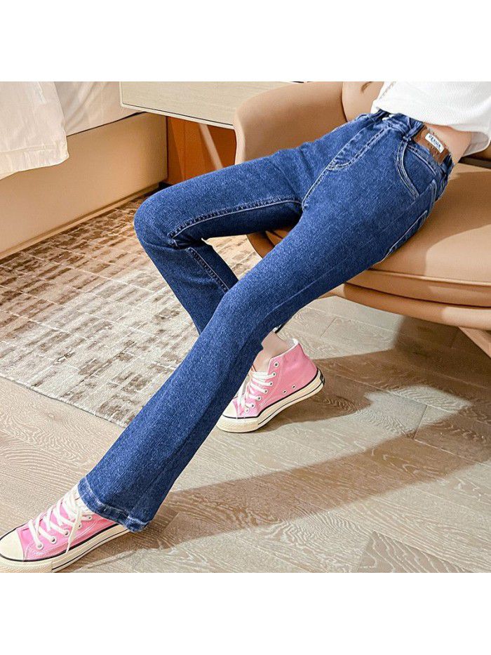 Girls' Jeans Spring New Girls' Fashionable Flare Pants Korean Spring and Autumn Children's Pants 