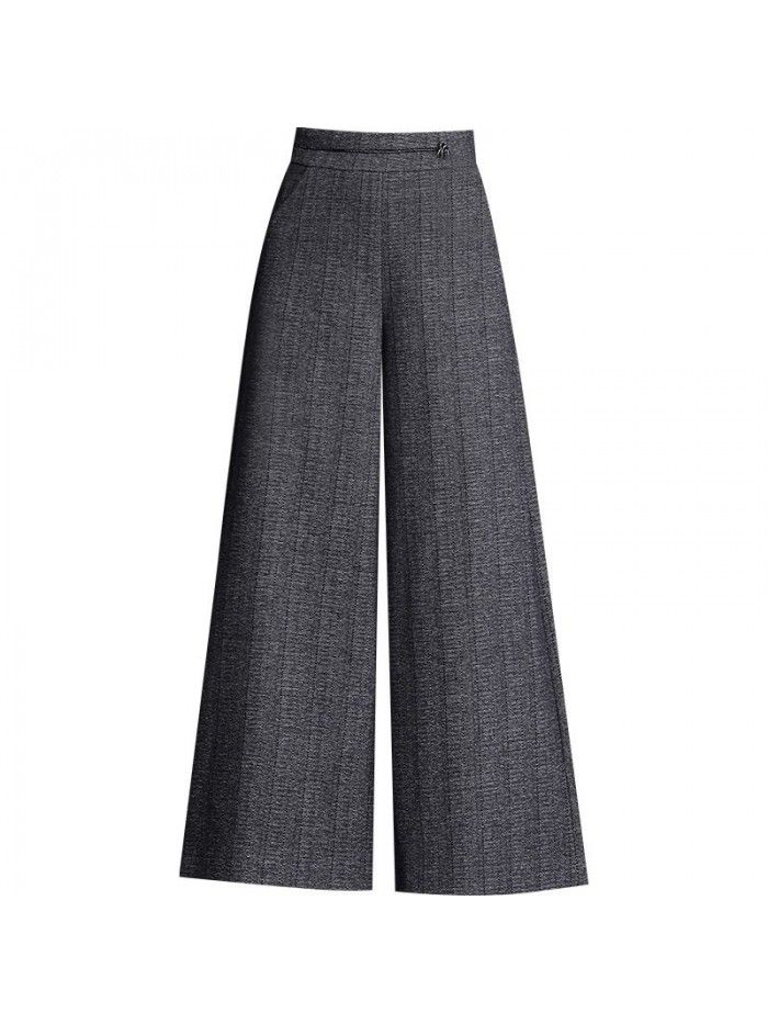 Warm woolen wide leg pants fashion new style big swing pants autumn and winter new women's casual pants high waist temperament skirt pants 