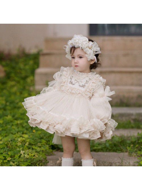 Princess dress children's dress lace fluffy yarn b...