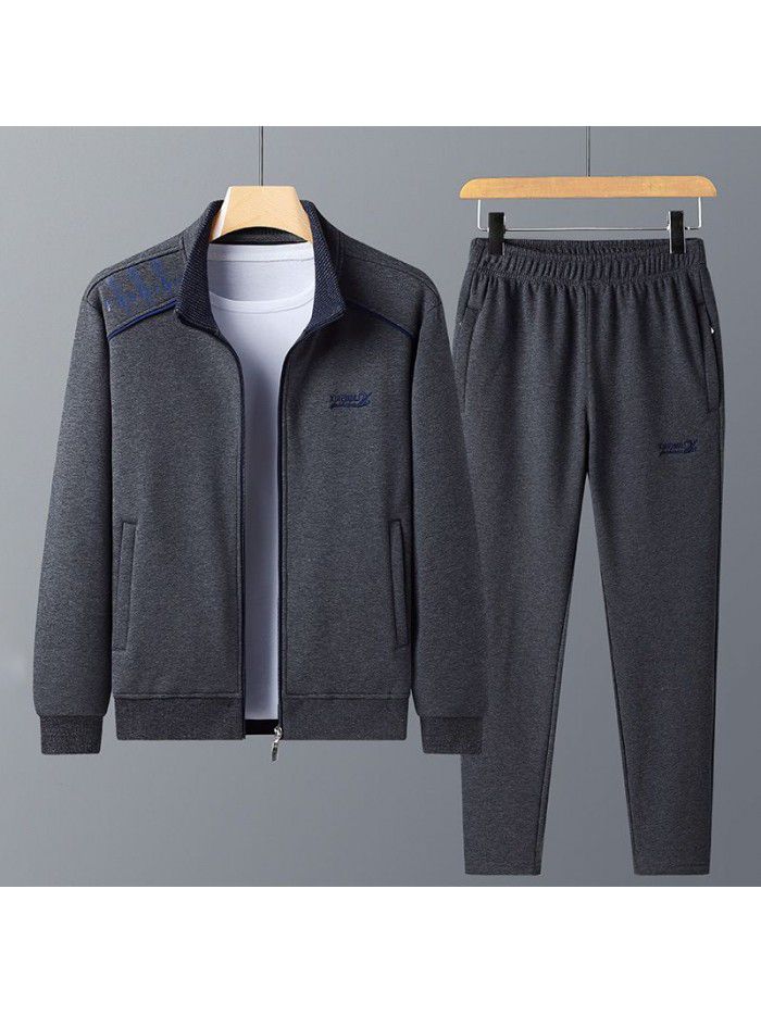 Casual set: pure cotton plush and thickened set: men's cardigan, sweater, cotton pants, casual set 