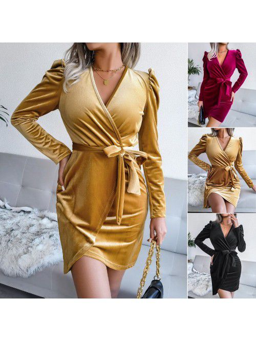 Sexy Velvet Wrap Hip Skirt Evening Dress Dress Wom...