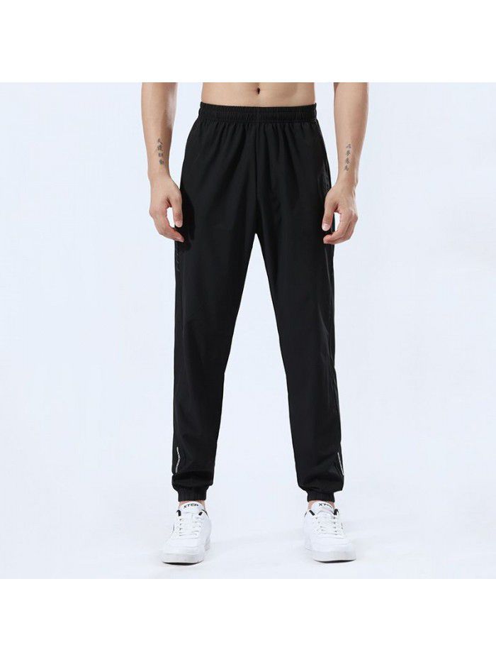 Outdoor ice silk sports pants Men's woven stretch breathable thin size quick drying pants Slim fit summer casual pants 