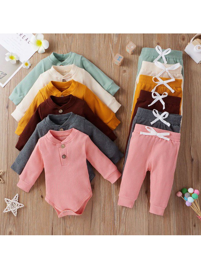 Children's autumn and winter children's clothing, boys and girls' long sleeved jumpsuit, pants bottoming suit 