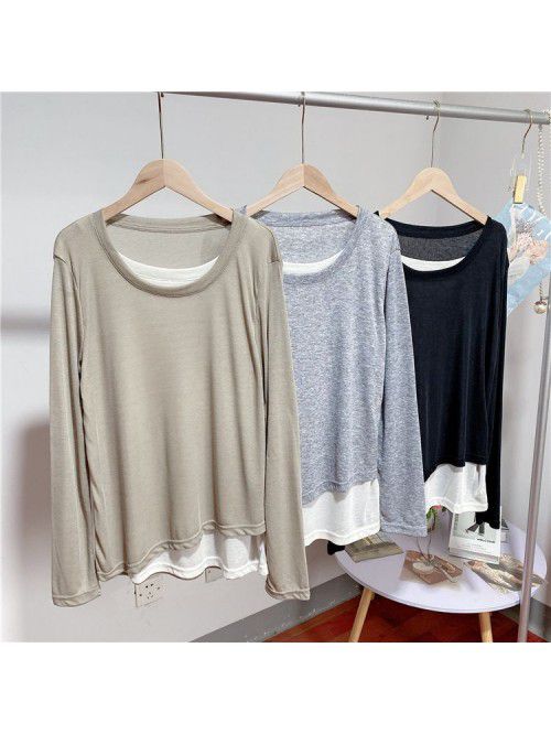 Thin Tencel facial mask Long Sleeve Round Neck T-s...