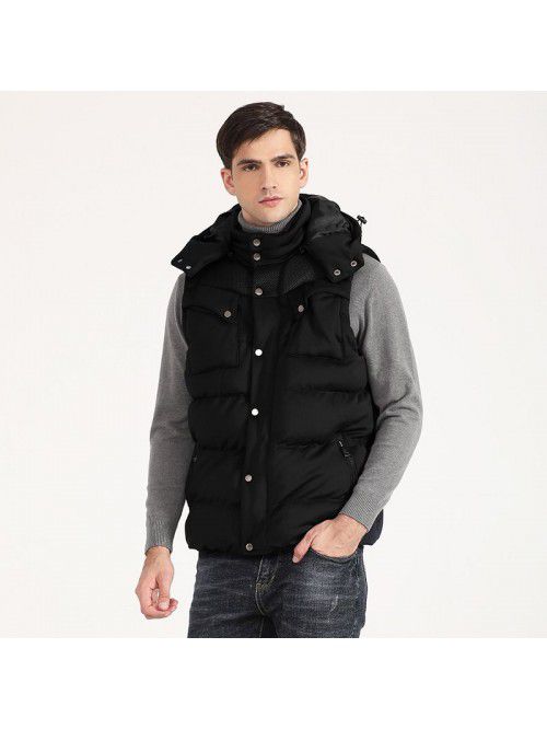 Thickened down cotton jacket, vest, hooded multi p...