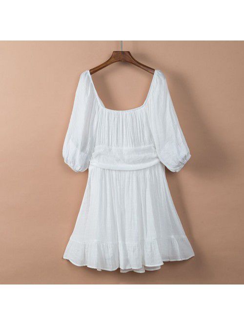 Dress Women's New Summer Off Shoulder Solid Color ...