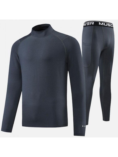 High neck long sleeved tight fitting suit for men'...