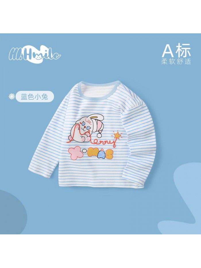 Spring and Autumn Children's Long Sleeve T-shirt All Cotton Baby Top Baby Clothing Bottom Shirt Baby Clothing Children's Clothing 