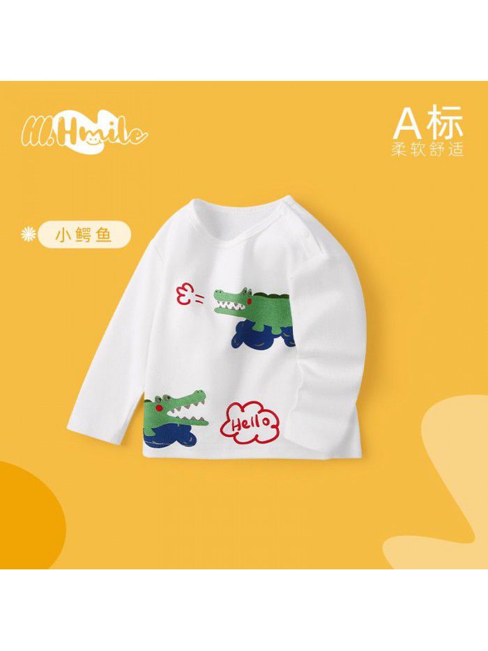 Spring and Autumn Children's Long Sleeve T-shirt All Cotton Baby Top Baby Clothing Bottom Shirt Baby Clothing Children's Clothing 