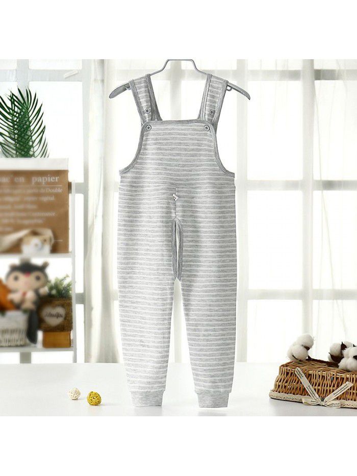 Baby Spring and Autumn Strap Pants Boys and Girls' Home Open Pants Children's Kindergarten Lunch Pants High Waist Calf Pants 