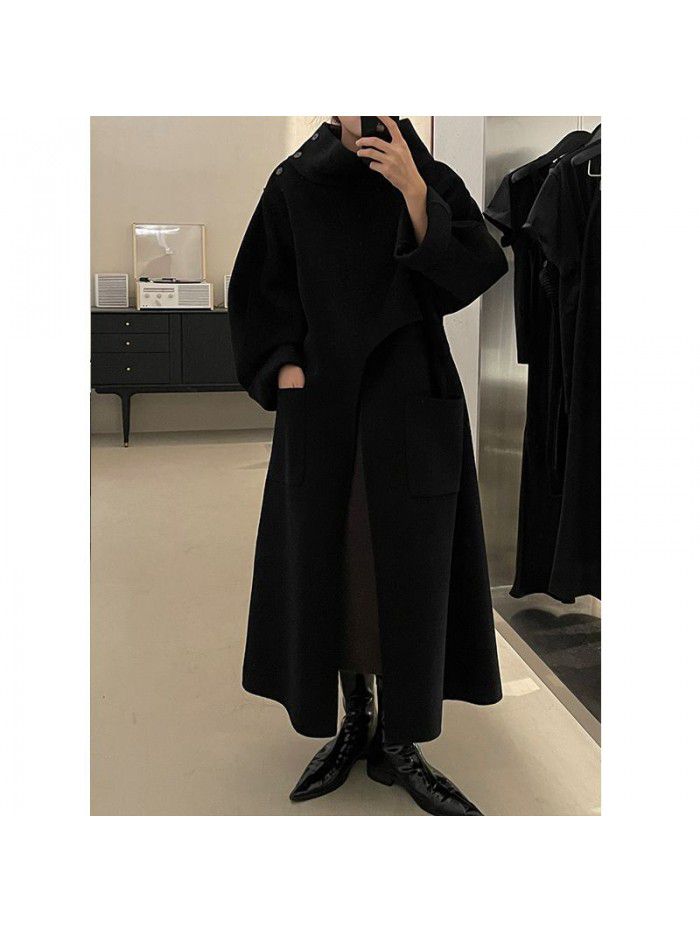 Layered overlapping design coat for women's winter new warm and warm double-sided fabric