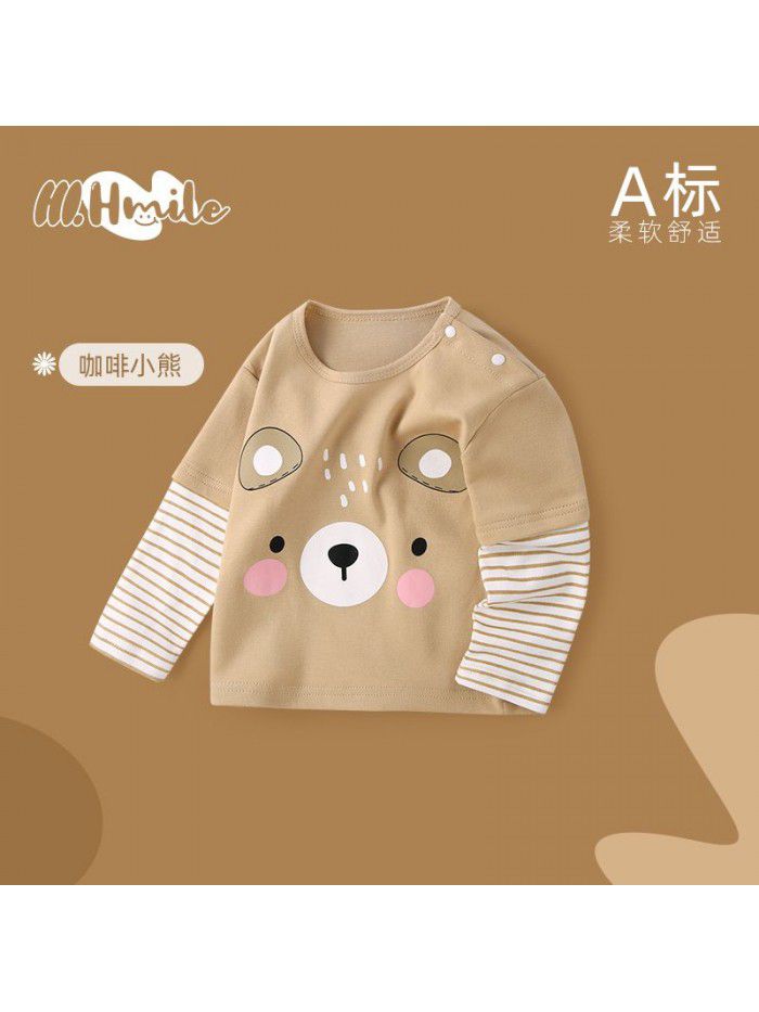 Spring and Autumn Children's Long Sleeve T-shirt All Cotton Baby Top Baby Clothing Bottom Shirt Baby Clothing Children's Clothing 