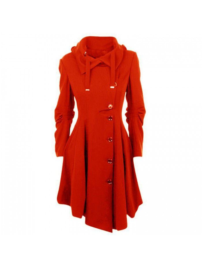 Irregular hem double-sided woolen coat windbreaker for women 