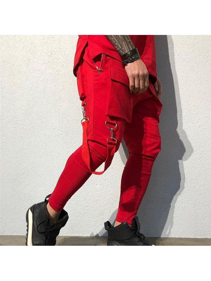 Fall pants men's fashion hip-hop big pocket casual sports pants men's work pants 