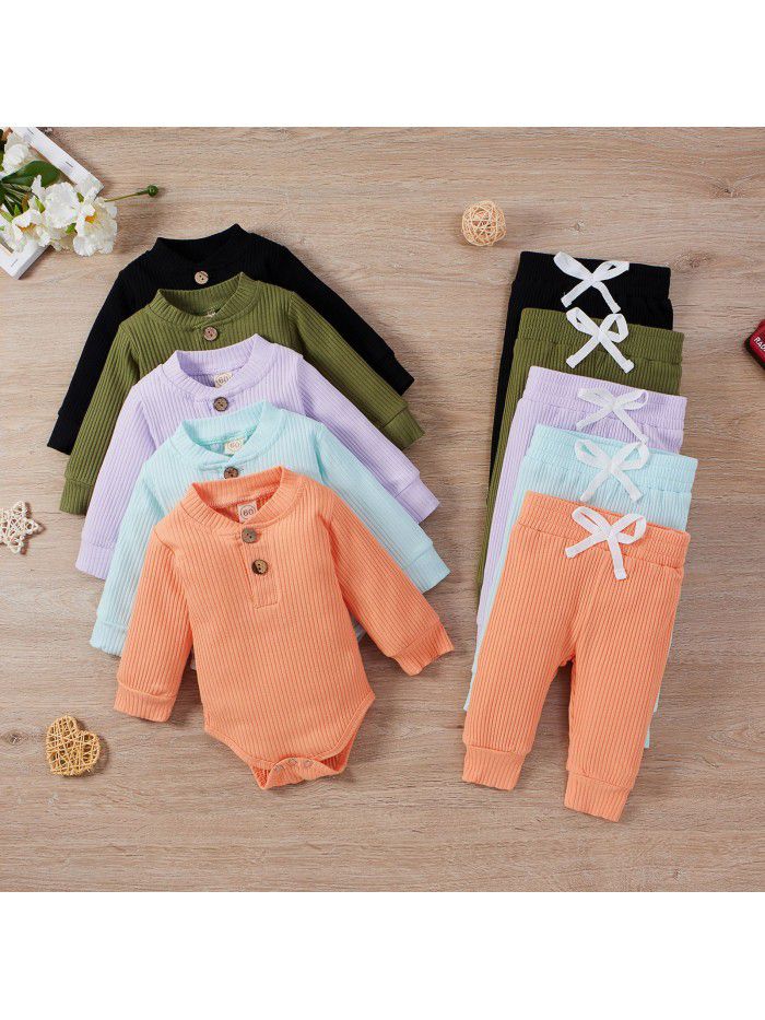 Children's autumn and winter children's clothing, boys and girls' long sleeved jumpsuit, pants bottoming suit 
