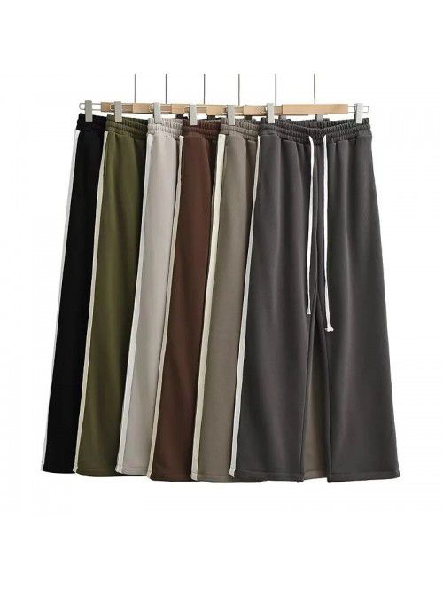 Side contrast color parallel bar guard pants Women...