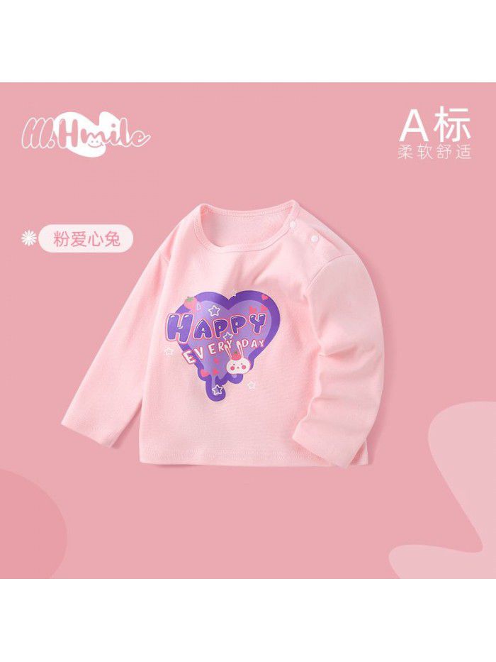 Spring and Autumn Children's Long Sleeve T-shirt All Cotton Baby Top Baby Clothing Bottom Shirt Baby Clothing Children's Clothing 