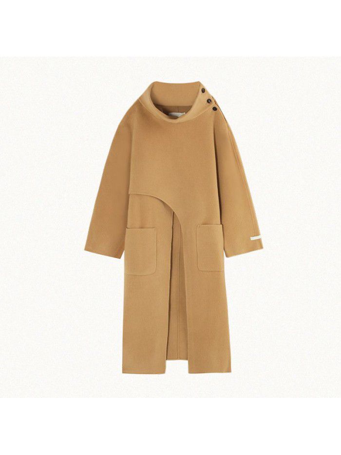 Layered overlapping design coat for women's winter new warm and warm double-sided fabric