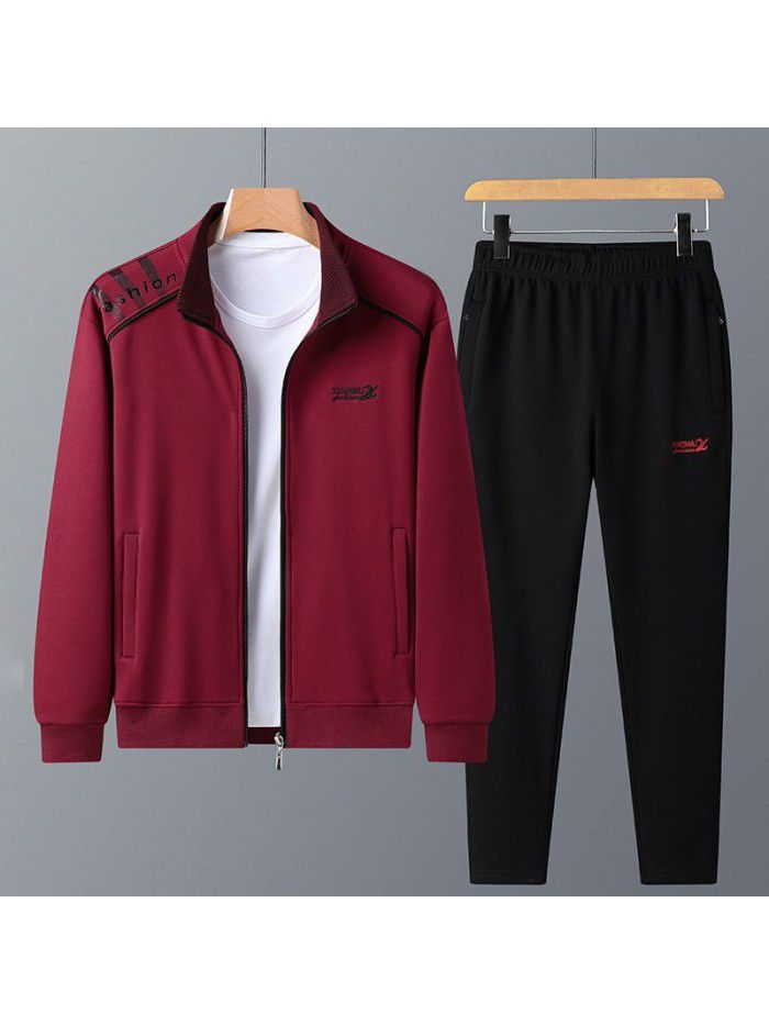 Casual set: pure cotton plush and thickened set: men's cardigan, sweater, cotton pants, casual set 