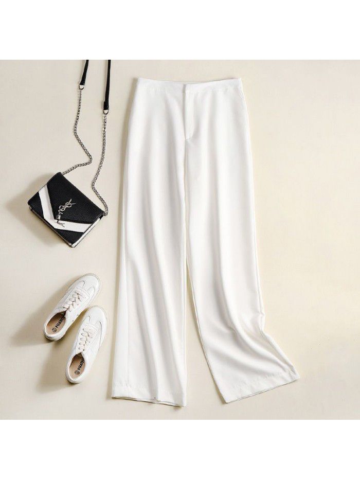 Spring and Summer New Suit Material Wide Leg Pants Women's High Waist Casual Drop Feel Pants Fashion Drop Feel Suit Pants 