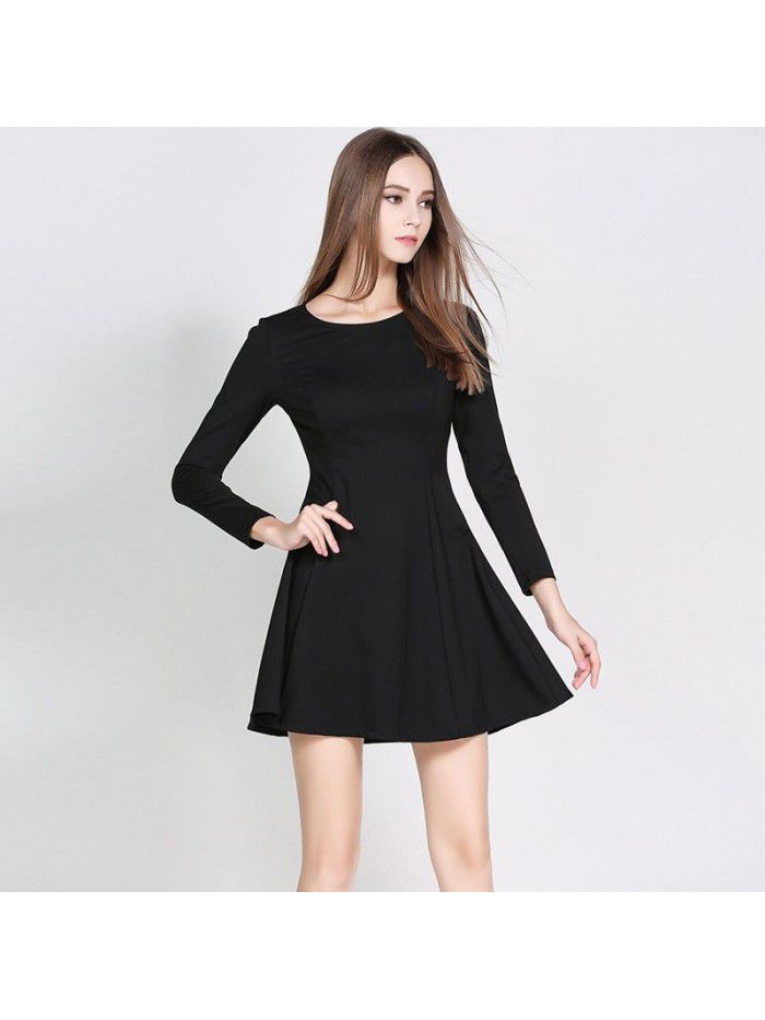 Spring Dress Small Black Skirt Slim Fit, Slim Waist, Simple A-hem Bottom Dress, Black Short Style 