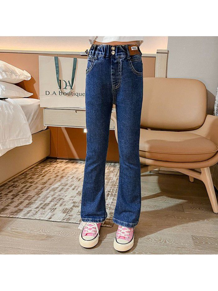 Girls' Jeans Spring New Girls' Fashionable Flare Pants Korean Spring and Autumn Children's Pants 