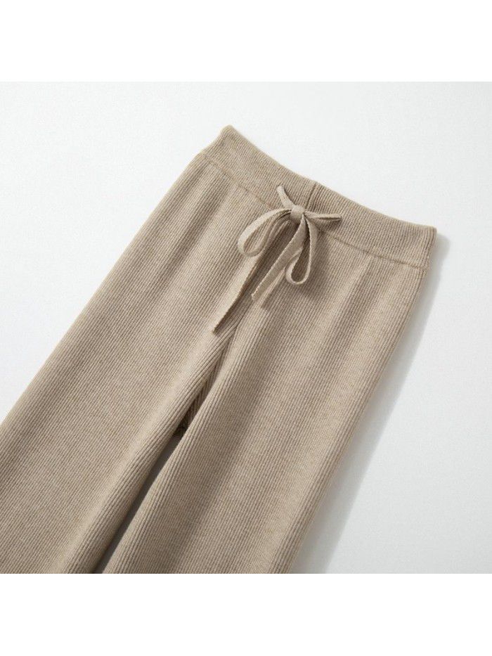 Thickened Wide Leg Pants Women's New Fine Anti Wool Casual Pants Floor Sweeping Pants Women's High Waist Drop Straight Pants 