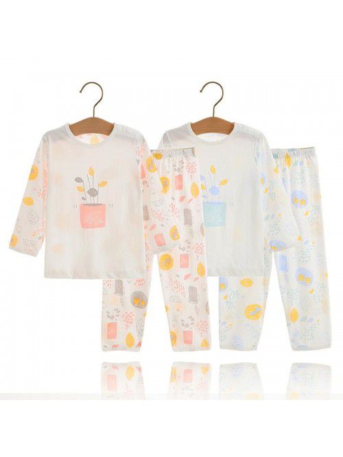 Children's pajama set: pure cotton thin long sleev...