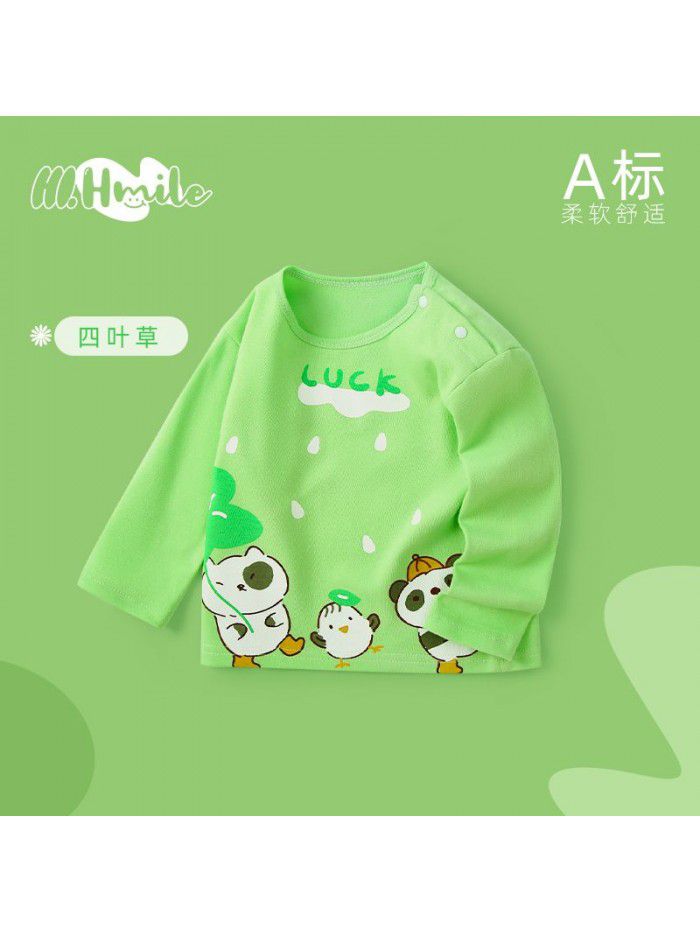 Spring and Autumn Children's Long Sleeve T-shirt All Cotton Baby Top Baby Clothing Bottom Shirt Baby Clothing Children's Clothing 