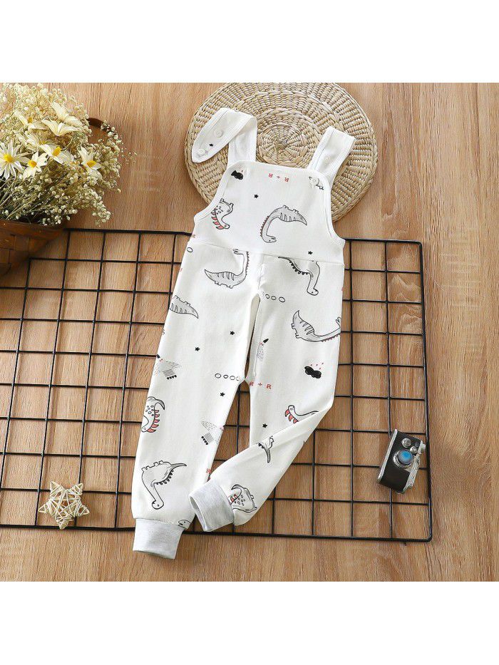 Baby Spring and Autumn Strap Pants Boys and Girls' Home Open Pants Children's Kindergarten Lunch Pants High Waist Calf Pants 