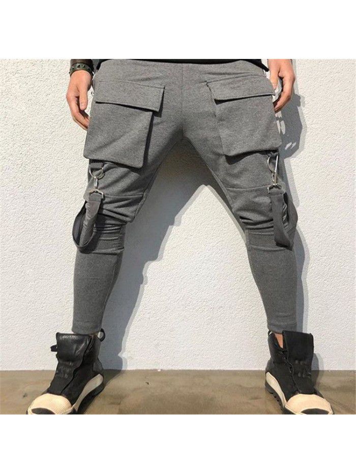 Fall pants men's fashion hip-hop big pocket casual sports pants men's work pants 