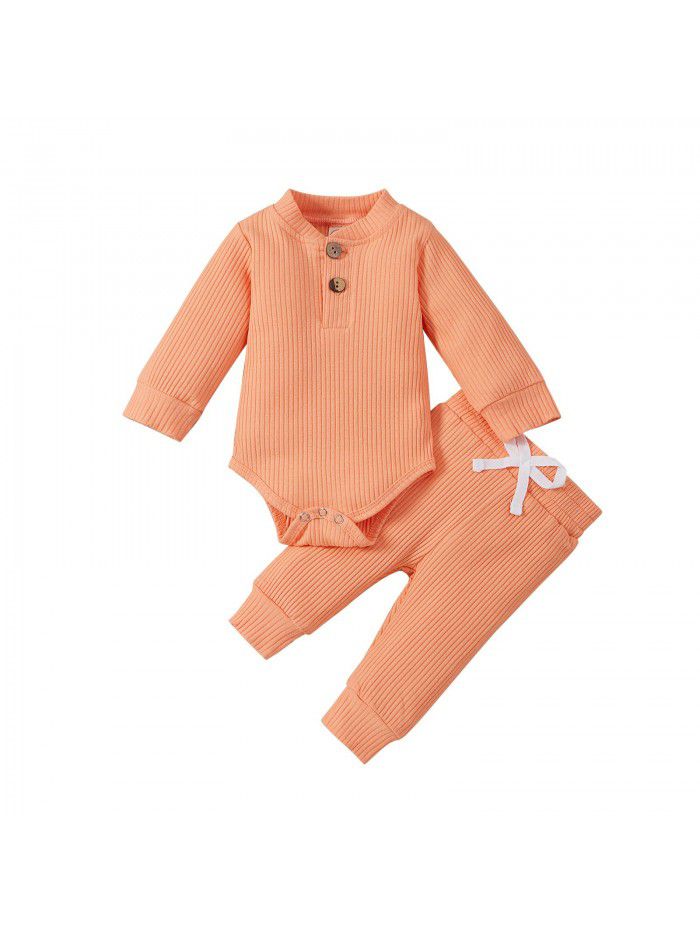 Children's autumn and winter children's clothing, boys and girls' long sleeved jumpsuit, pants bottoming suit 